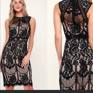 Lulu’s Black Nude Lace Dress